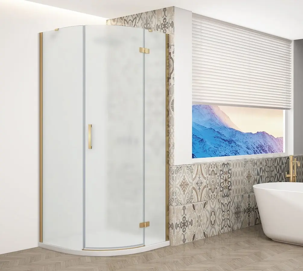 GELCO TRINITY GOLD čtvrtkruhový kout 900x900  pravý, matné sklo, GT6590MR-G GT6590MR-G
