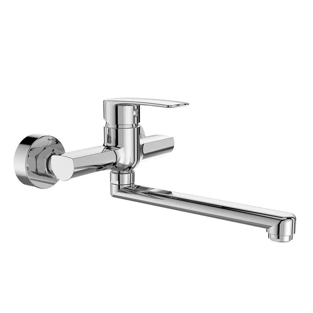 Mereo Dřezová nástěnná baterie, Pego, 150 mm, s ramínkem plochým rovným 210 mm, chrom CB302P
