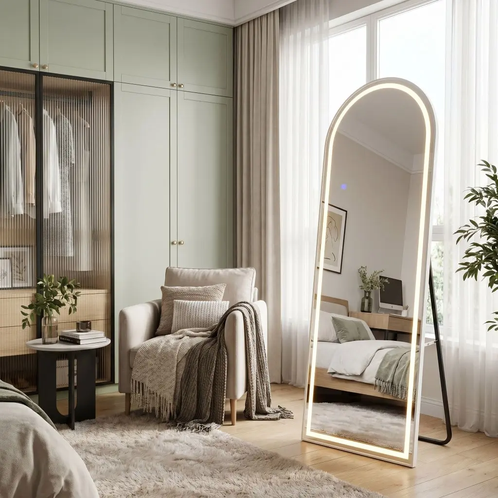Rea Stojanové zrcadlo 60x170 cm s regulovatelným LED osvětlením HOM-03690 bílé