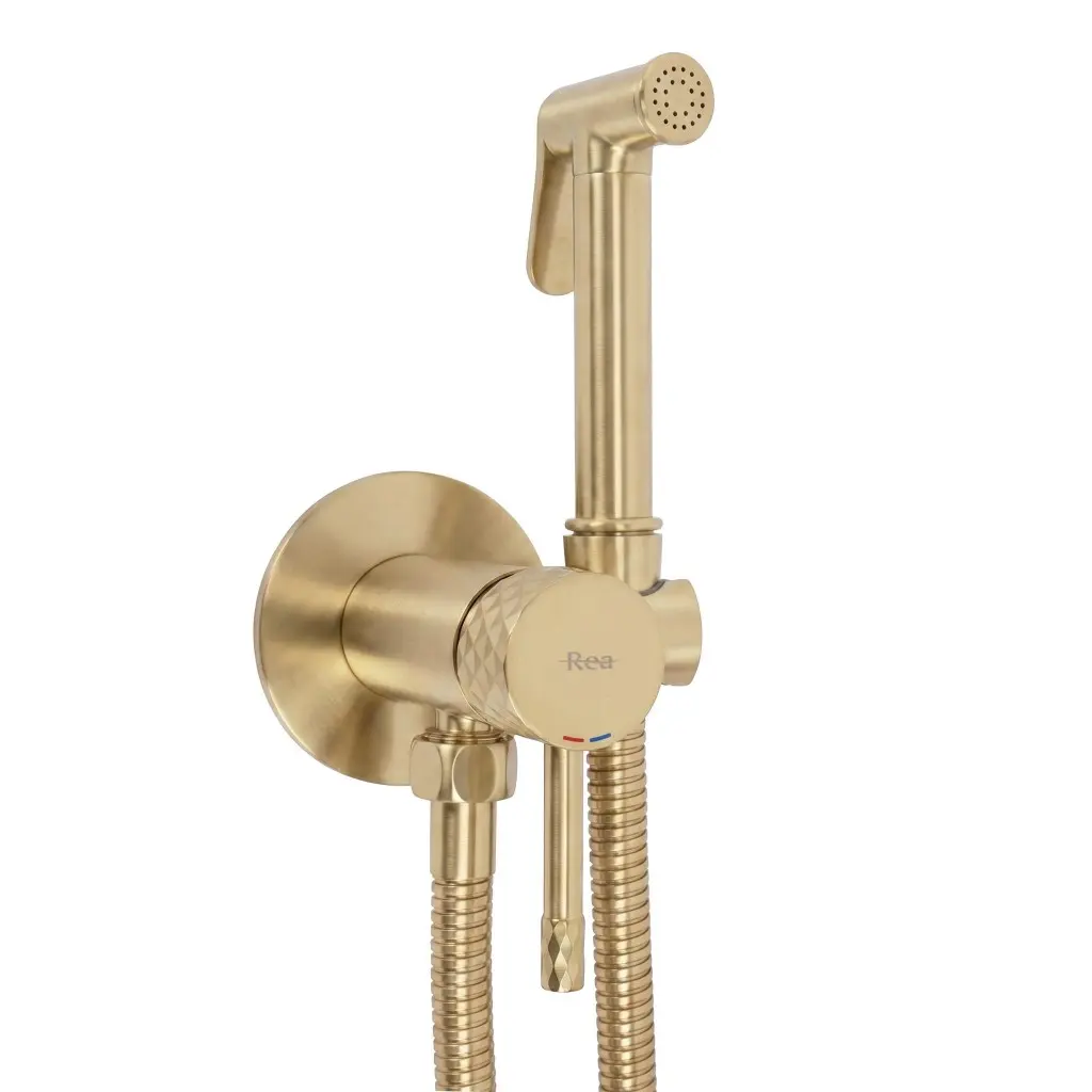 REA Podomítková bidetová baterie Lungo Loop Diamond Brush Gold REA-B3330