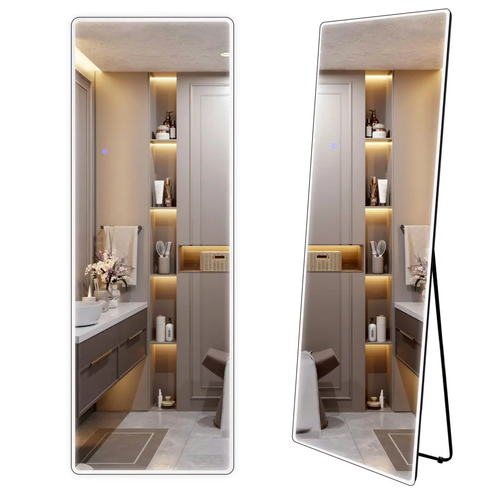 Rea Stojanové zrcadlo Classico 50x160 cm s regulovatelným LED osvětlením HOM-03618 černé