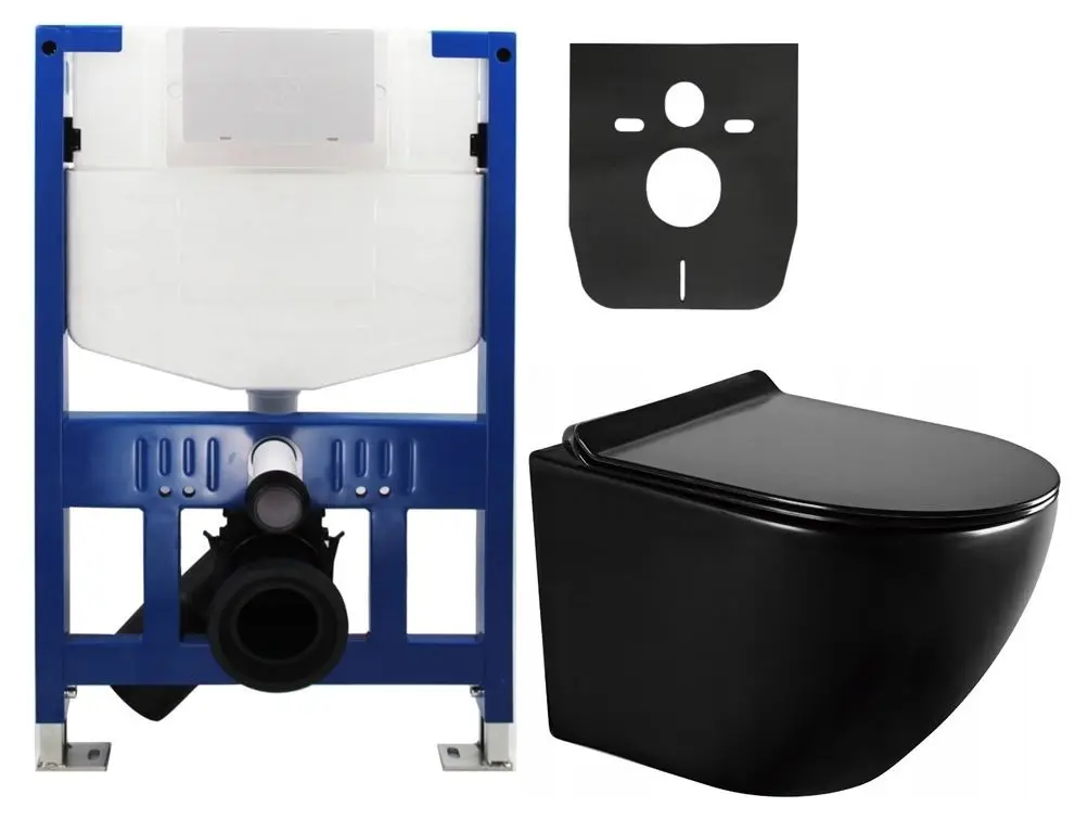 MEXEN/S WC předstěnová instalační sada Fenix XS-F s mísou WC Lena + sedátko softclose, černá lesk 68030224070