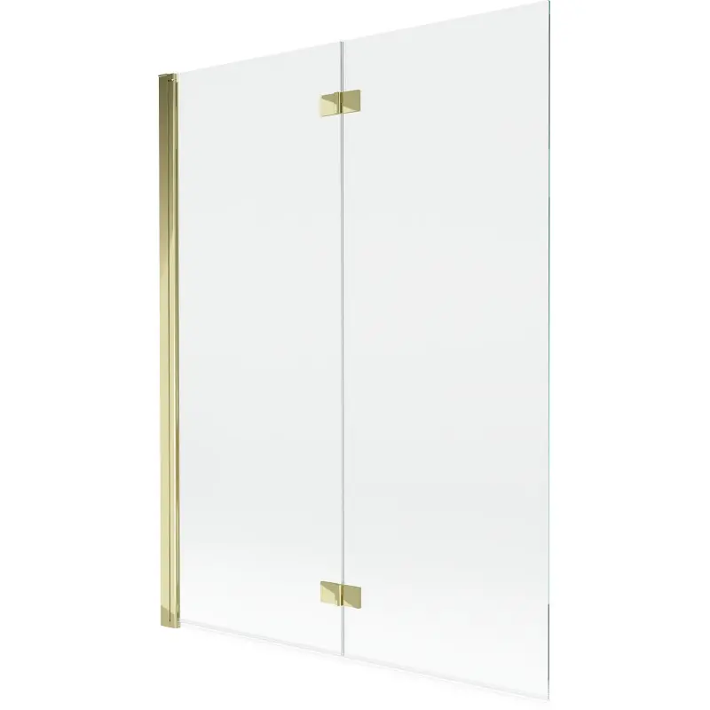 MEXEN MIST vanová zástěna 130x150 cm 6mm 2-s, zlatá, čirá, levá 8A9-130-002-50-00-L