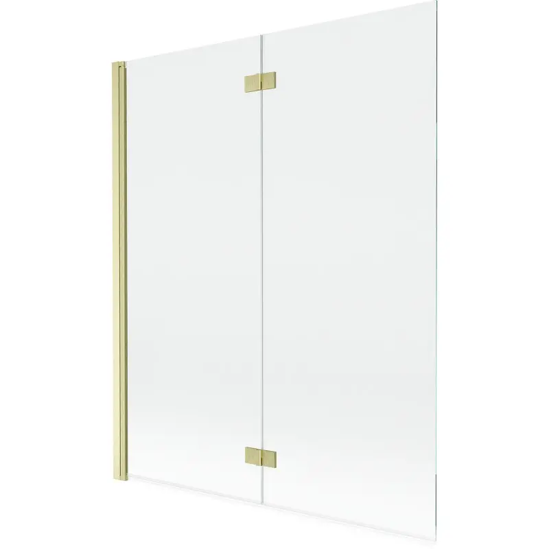 MEXEN MIST vanová zástěna 140x150 cm 6mm 2-s, zlatá kartáčovaná, čirá, levá 8A9-140-002-55-00-L
