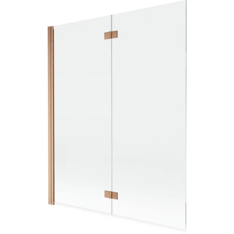 MEXEN MIST vanová zástěna 140x150 cm 6mm 2-s, měď kartáčovaná, čirá, levá 8A9-140-002-65-00-L