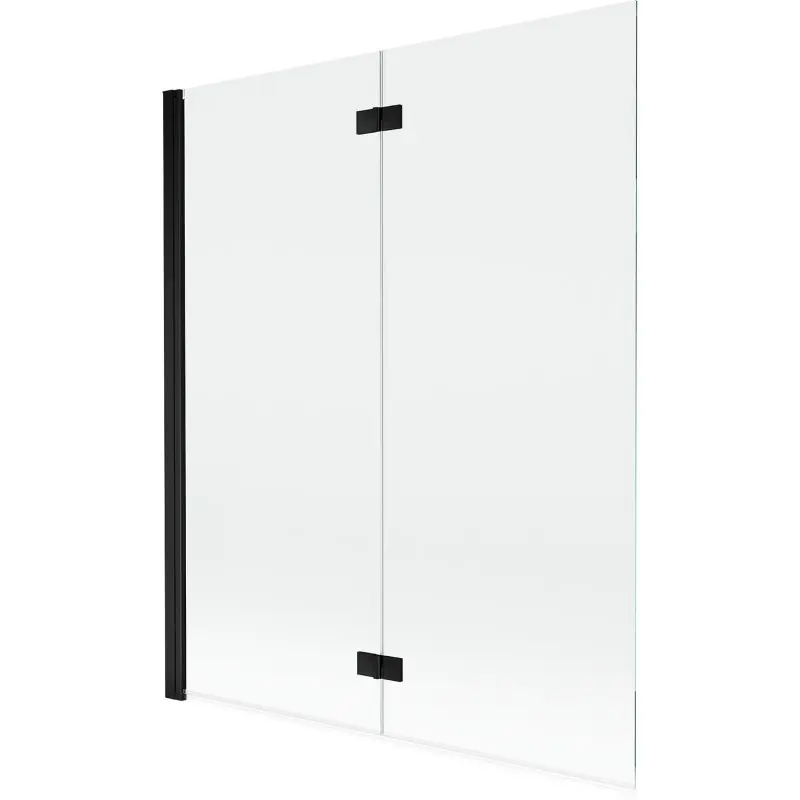 MEXEN MIST vanová zástěna 140x150 cm 6mm 2-s, černá, čirá, levá 8A9-140-002-70-00-L