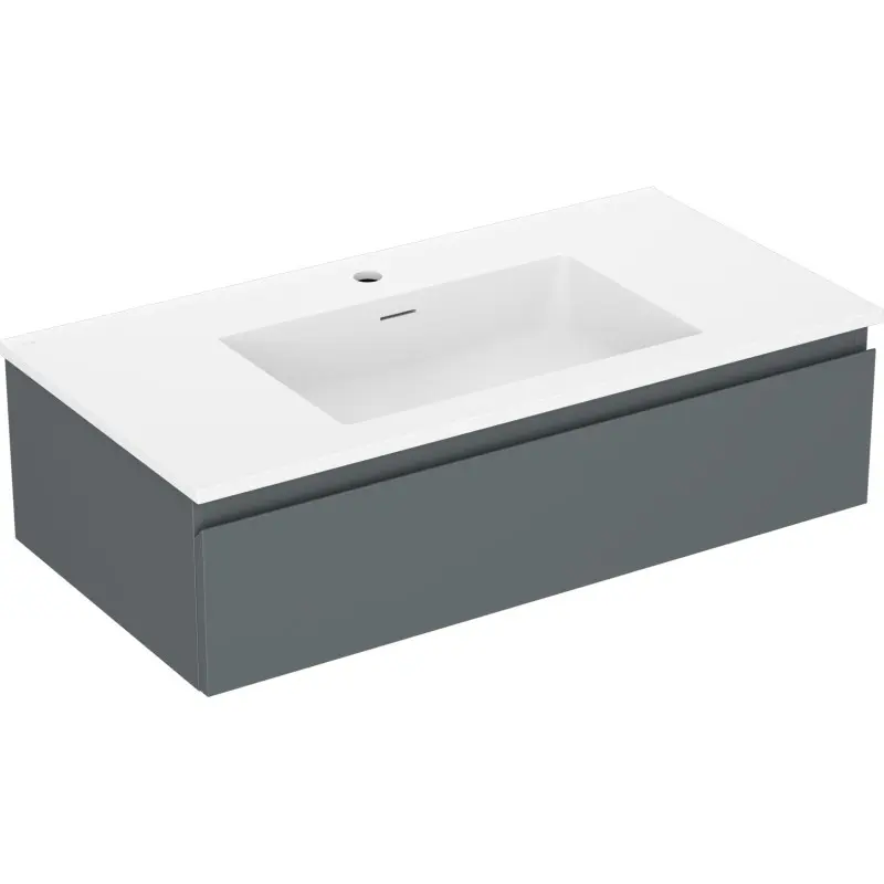 MEXEN/S Orio koupelnová skříňka 90 cm s umyvadlem Otis, 1 šuplík, grafit mat/bílá mat 91A10-09023-1-BF66-W18M01