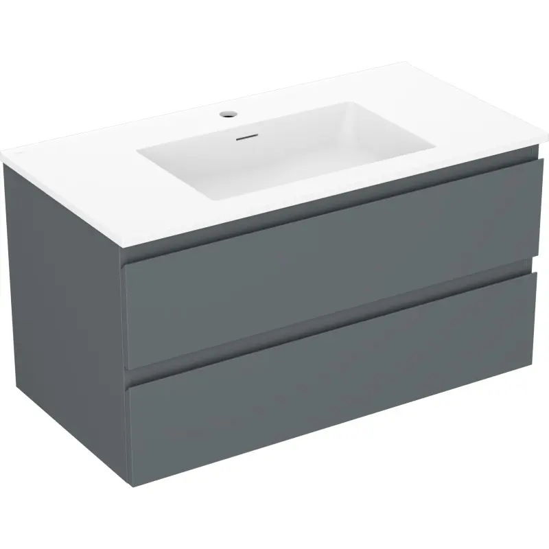 MEXEN/S Orio koupelnová skříňka 90 cm s umyvadlem Otis, 2 zásuvky, grafit mat/bílá mat 91A10-09047-2-BFF66-W18M01