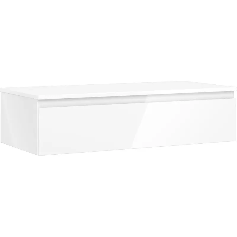 MEXEN/S Orio koupelnová skříňka pod umyvadlo 100 cm s deskou, 1 šuplík, bílá lesk 91A10-10023-1-BFC00
