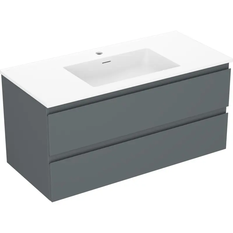 MEXEN/S Orio koupelnová skříňka 100 cm s umyvadlem Otis, 2 zásuvky, grafit mat/bílá mat 91A10-10047-2-BFF66-W18M01
