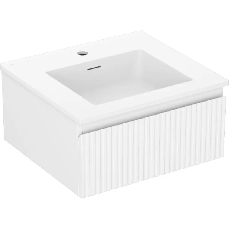 MEXEN/S Rivel koupelnová skříňka 50 cm s umyvadlem Otis, 1 šuplík, reliéf , bílá mat 91A20-05023-1-BF01-W18M01
