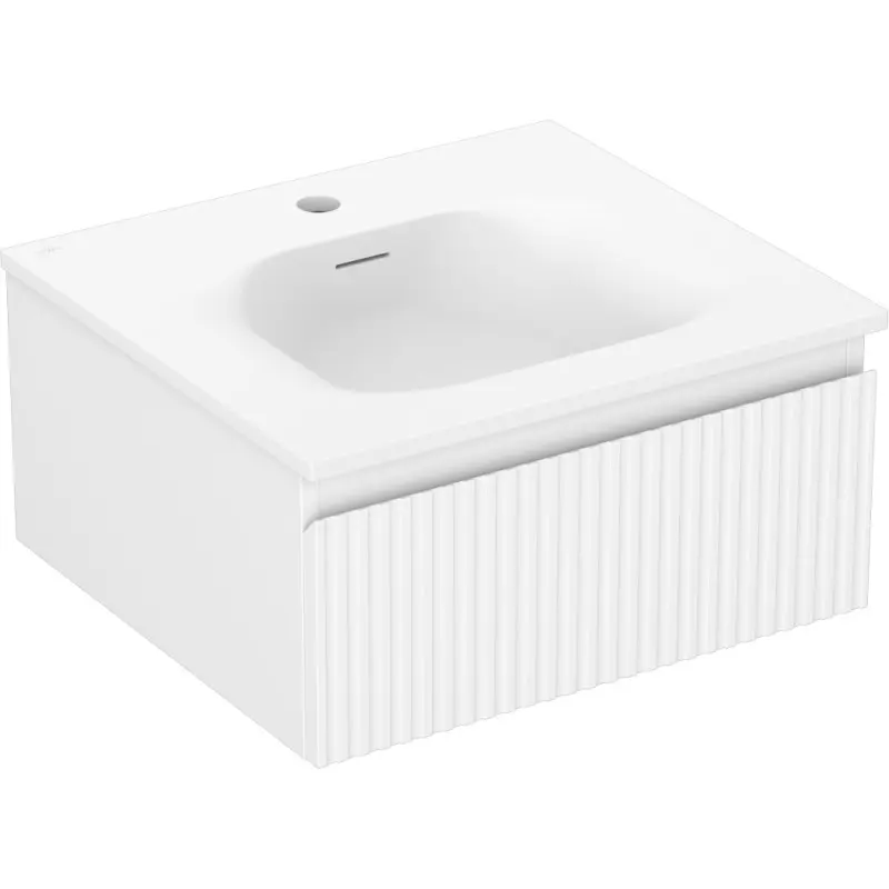 MEXEN/S Rivel koupelnová skříňka 50 cm s umyvadlem Vela, 1 šuplík, reliéf , bílá mat 91A20-05023-1-BF01-W23M01