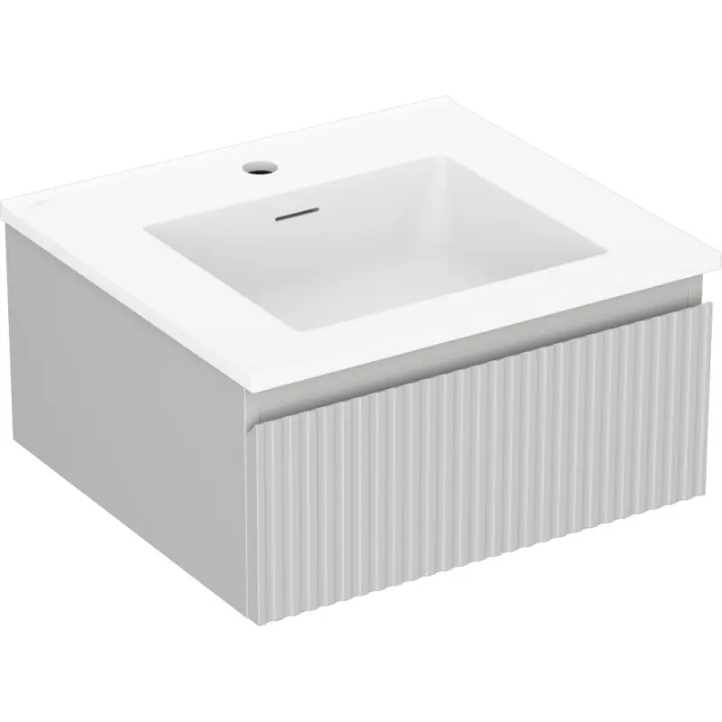 MEXEN/S Rivel koupelnová skříňka 50 cm s umyvadlem Otis, 1 šuplík, reliéf , šedá mat/bílá mat 91A20-05023-1-BF62-W18M01