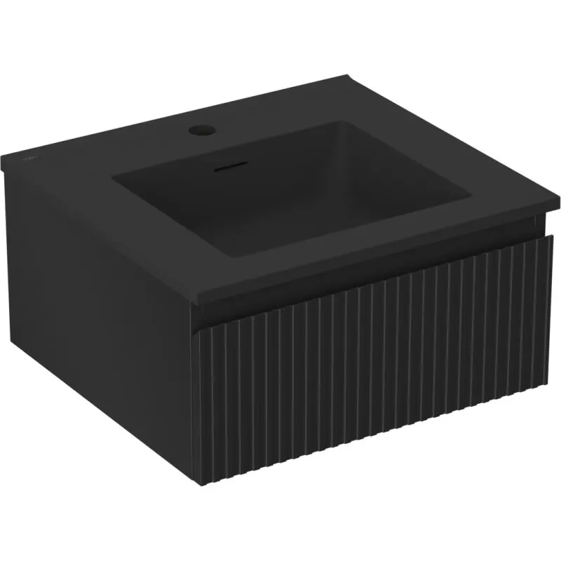 MEXEN/S Rivel koupelnová skříňka 50 cm s umyvadlem Otis, 1 šuplík, reliéf , černá mat 91A20-05023-1-BF71-W18M71