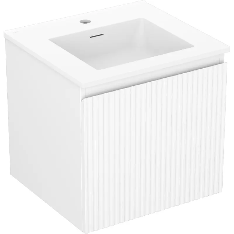 MEXEN/S Rivel koupelnová skříňka 50 cm s umyvadlem Otis, 1 šuplík, reliéf , bílá mat 91A20-05047-1-BF01-W18M01