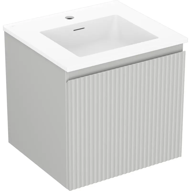 MEXEN/S Rivel koupelnová skříňka 50 cm s umyvadlem Otis, 1 šuplík, reliéf , šedá mat/bílá mat 91A20-05047-1-BF62-W18M01