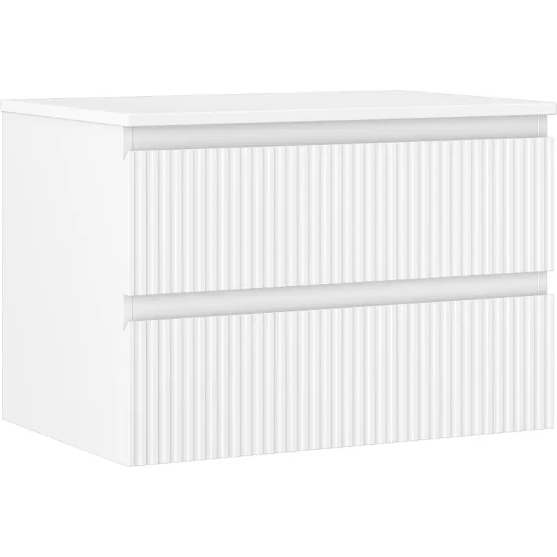 MEXEN/S Rivel koupelnová skříňka pod umyvadlo 70 cm s deskou, 2 zásuvky, reliéf , bílá mat 91A20-07047-2-BFFC01