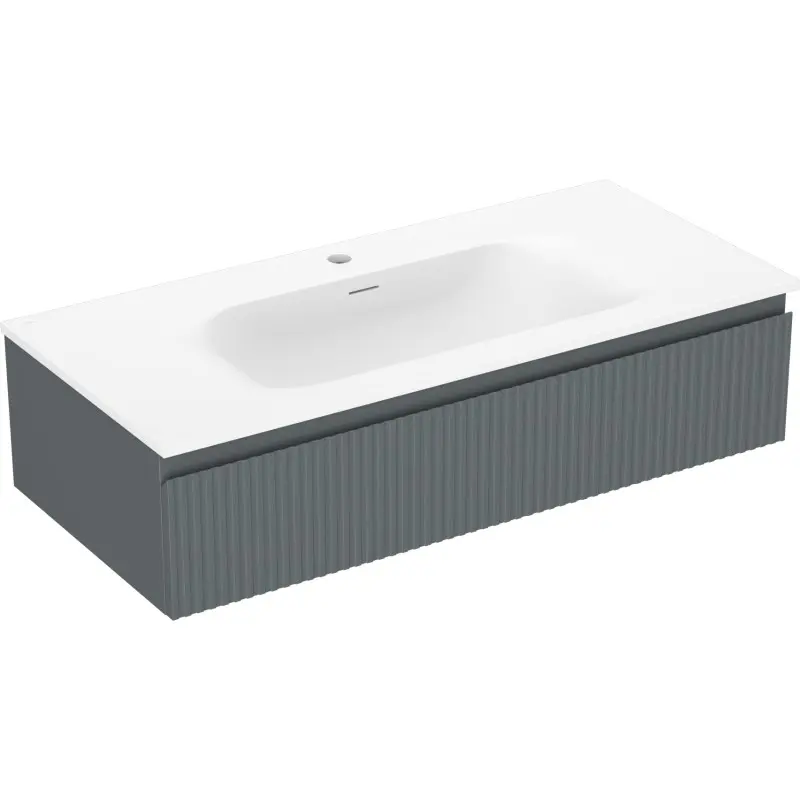 MEXEN/S Rivel koupelnová skříňka 100 cm s umyvadlem Vela, 1 šuplík, reliéf , grafit mat/bílá mat 91A20-10023-1-BF66-W23M01