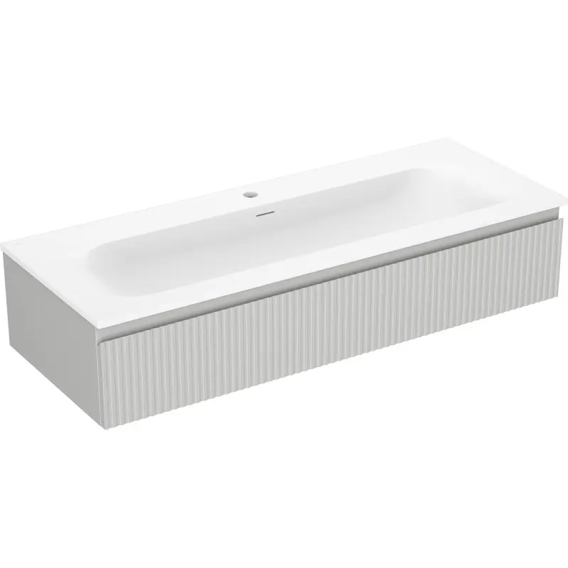MEXEN/S Rivel koupelnová skříňka 120 cm s umyvadlem Vela, 1 šuplík, reliéf , šedá mat/bílá mat 91A20-12023-1-BF62-W23M01