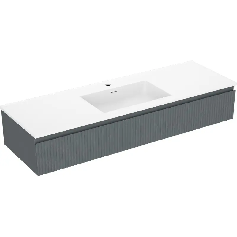 MEXEN/S Rivel koupelnová skříňka 140 cm s umyvadlem Otis, 1 šuplík, reliéf , grafit mat/bílá mat 91A20-14023-1-BF66-W18M0 91A20-14023-1-BF66-W18M01