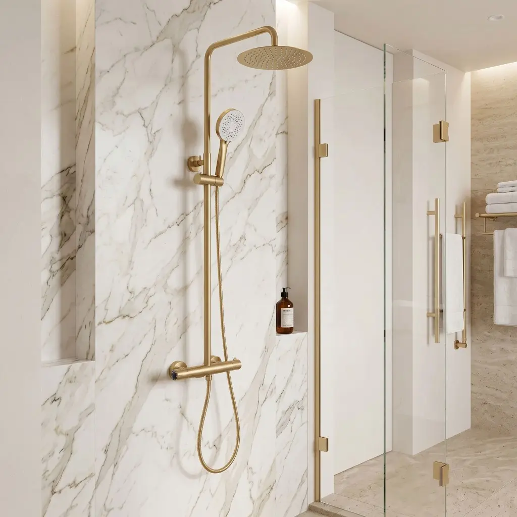 REA Sprchová sada s termostatem Drop Brush Gold REA-P9662