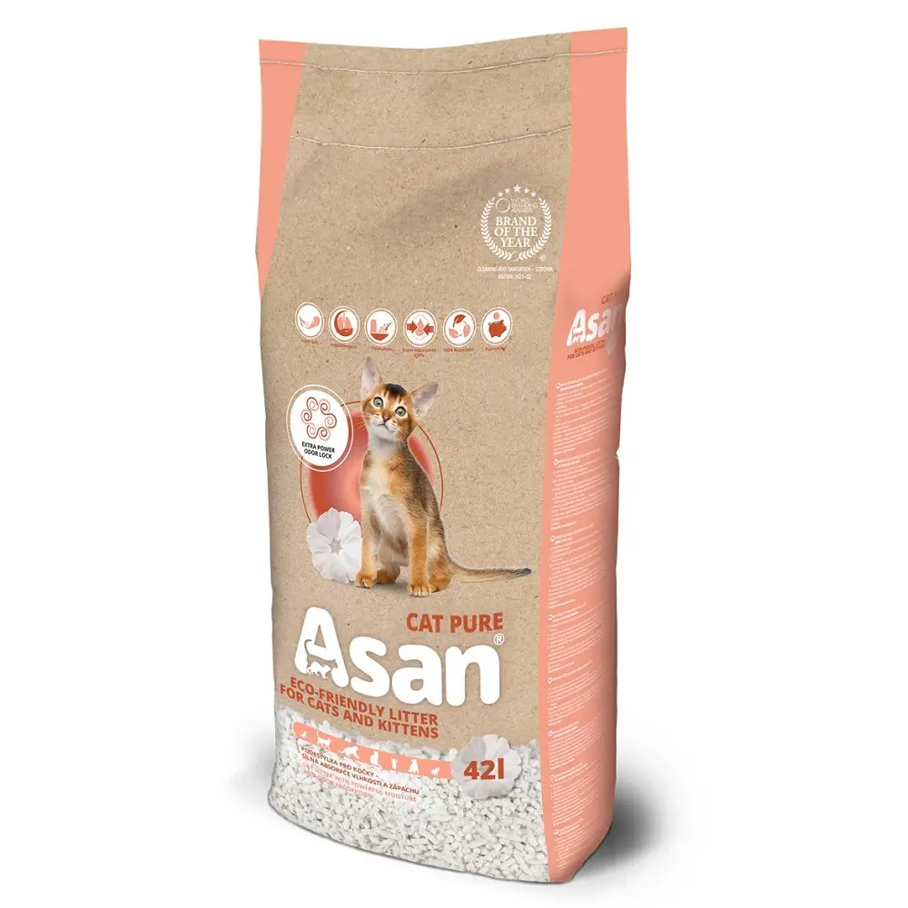 ASAN Cat pure stelivo pro krátkosrsté kočky a fretky 42 l