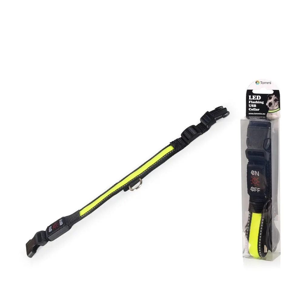 LED obojek dobíjecí USB, 40-50cm, zelený