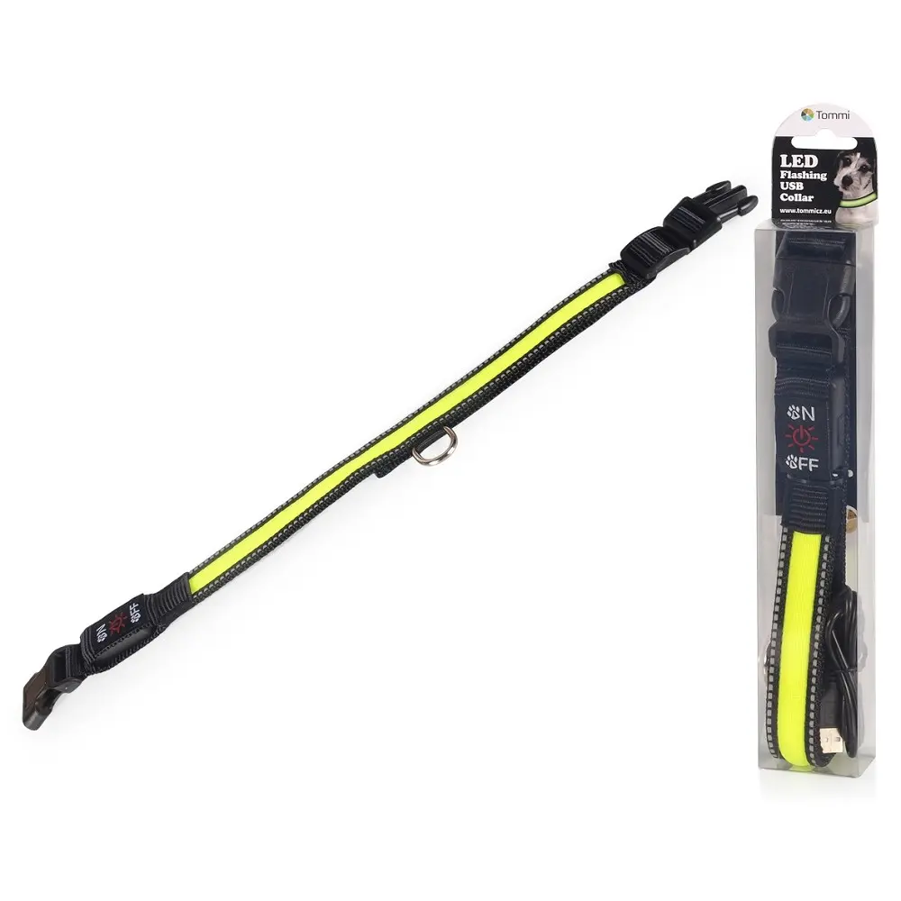 LED obojek dobíjecí USB, 50-60cm, zelený