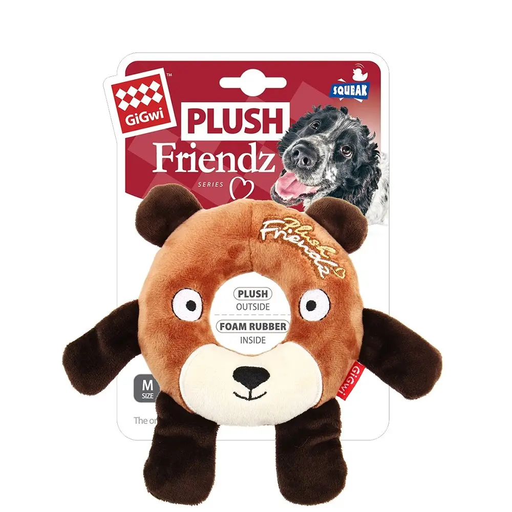 Hračka pes GiGwi Plush Friendz medvěd s gum. kroužkem