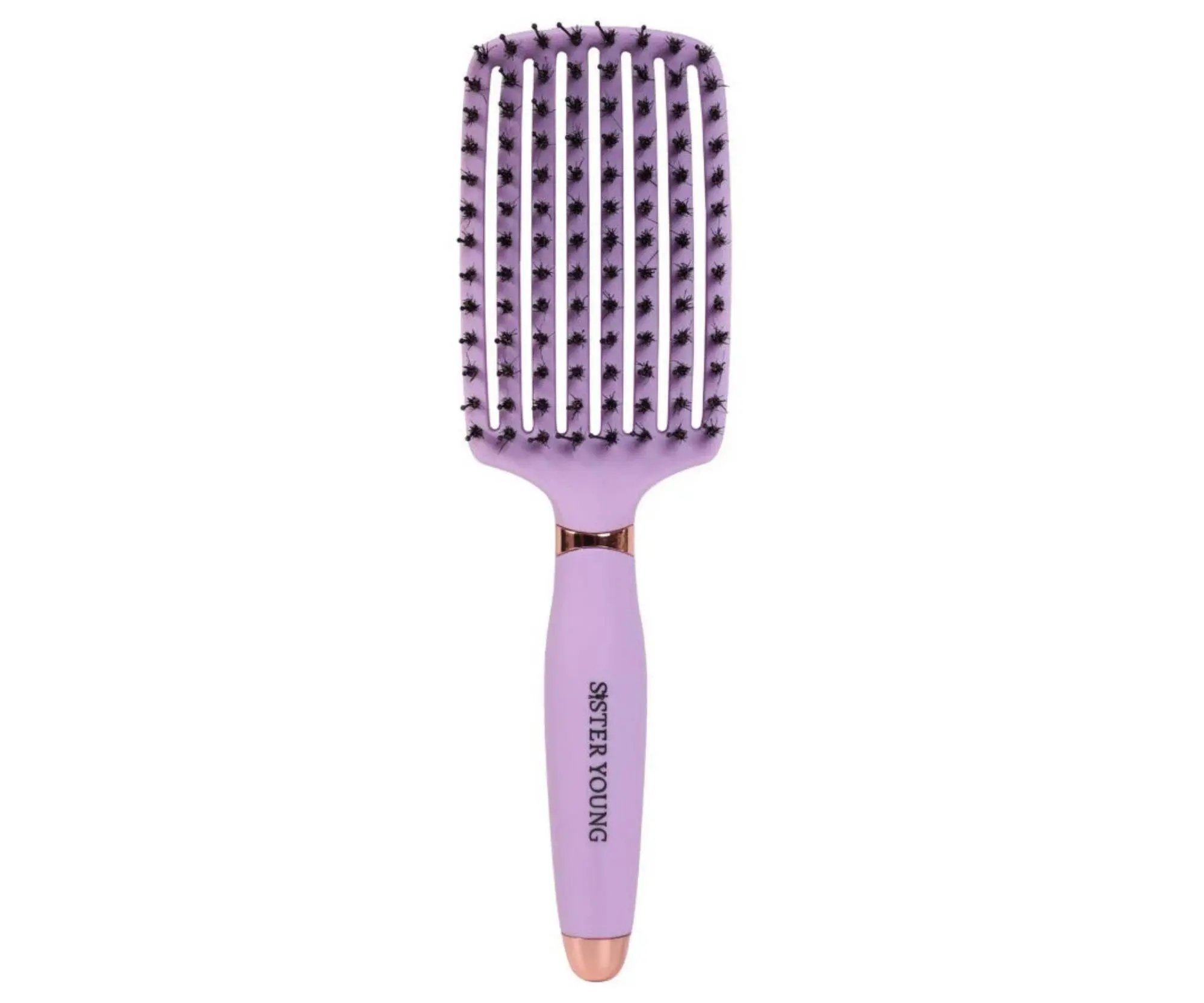 Kartáč na rozčesávání a foukání vlasů s kančími a nylonovými štětinami Sister Young Ovia Hair Brush - fialový + dárek zdarma