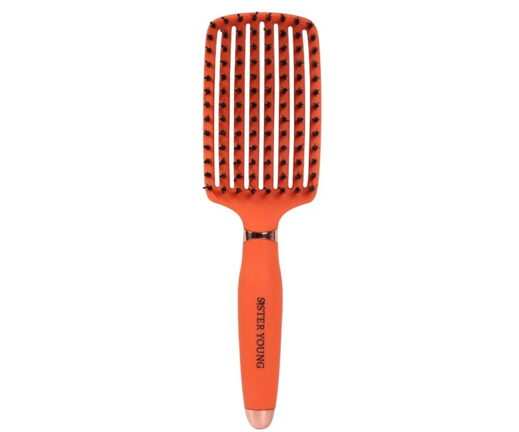Kartáč na rozčesávání a foukání vlasů s kančími a nylonovými štětinami Sister Young Ovia Hair Brush - oranžový + dárek zdarma