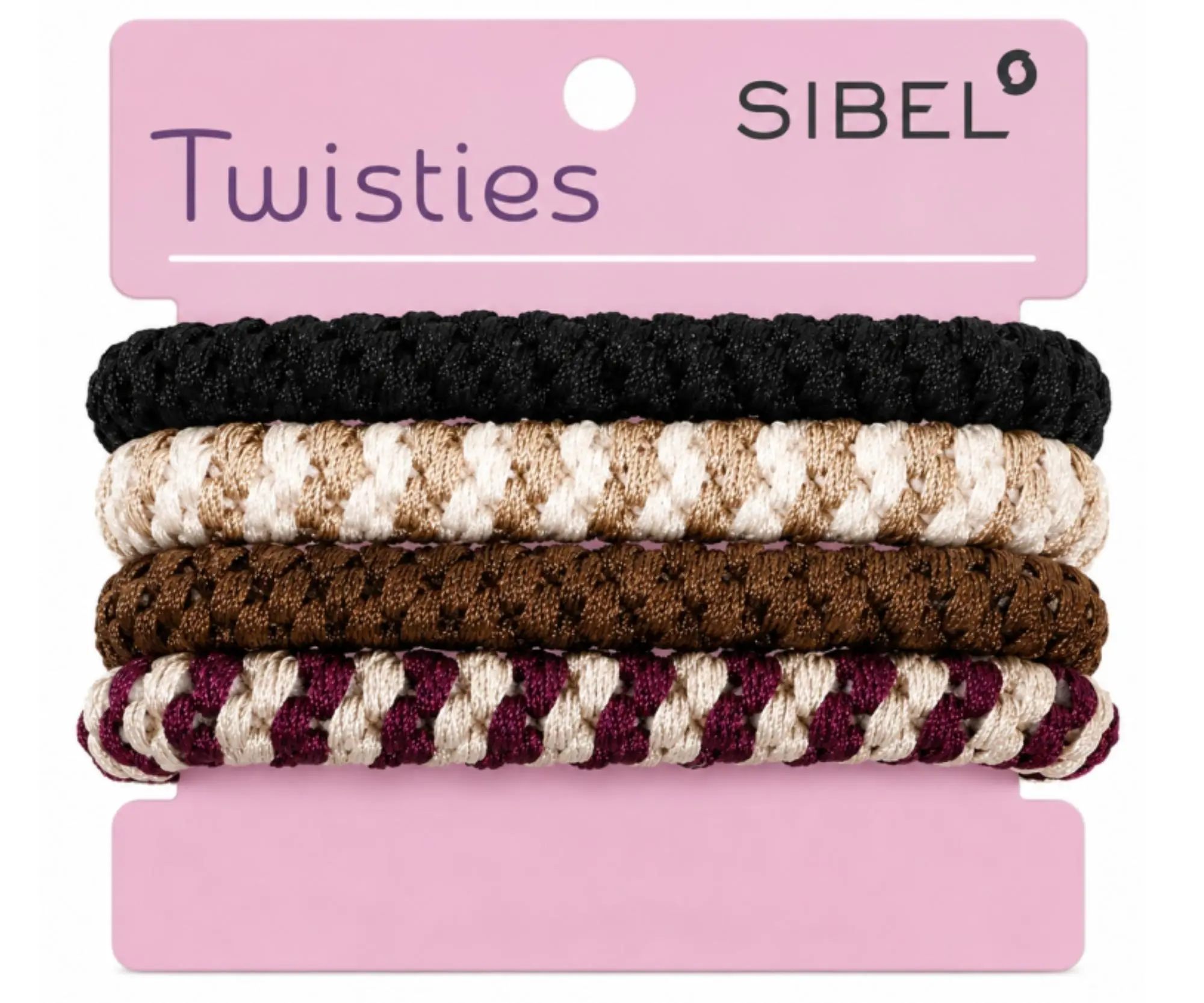 Sada barevných gumiček do vlasů Sibel Twisties - béžové/hnědé, 4 ks (P050353)