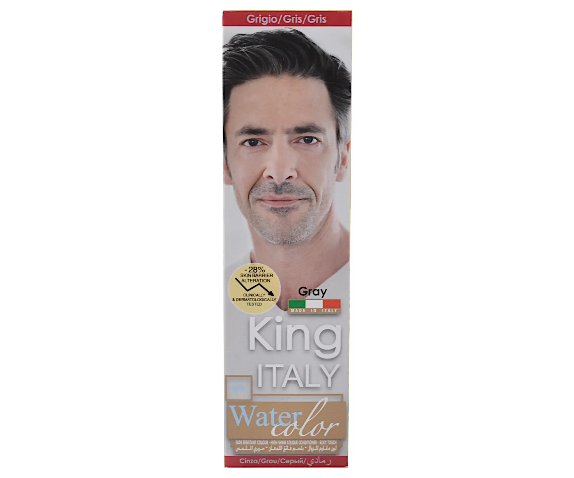 Permanentní barva pro muže na vlasy a vousy Kléral King Italy Water Color - šedá (KIG04) + dárek zdarma