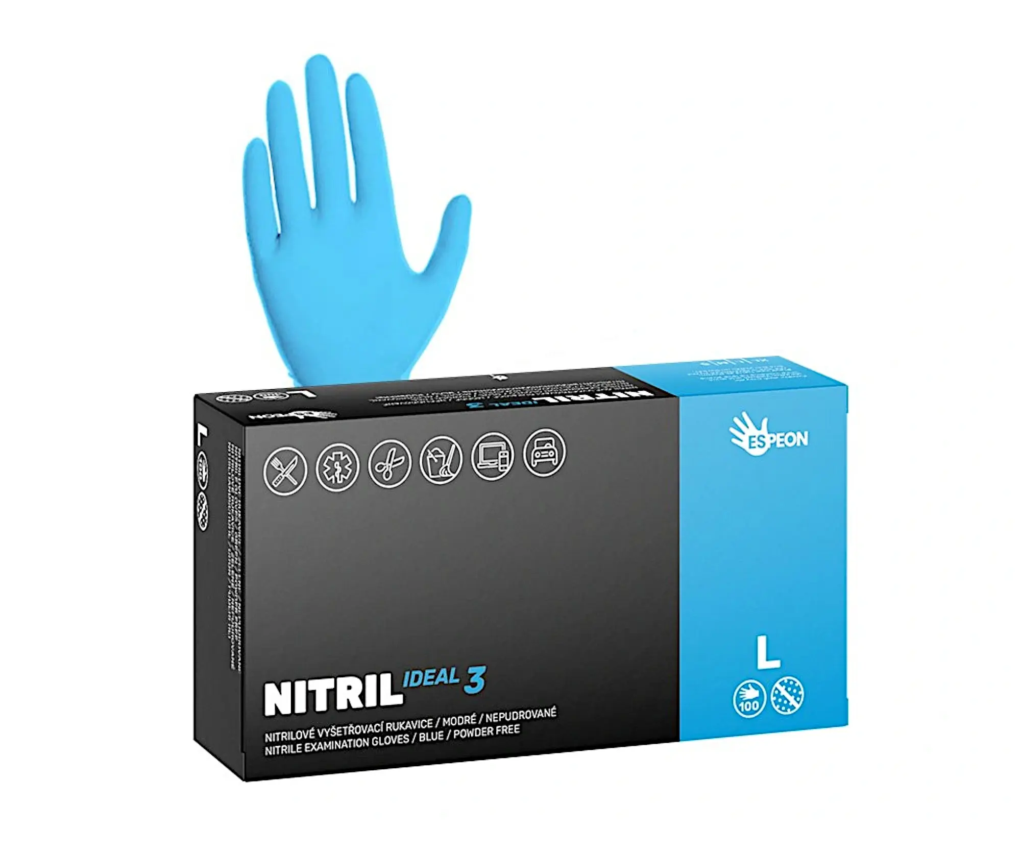 Jednorázové rukavice Nitrylex Ideal3, vel. L (100 ks)