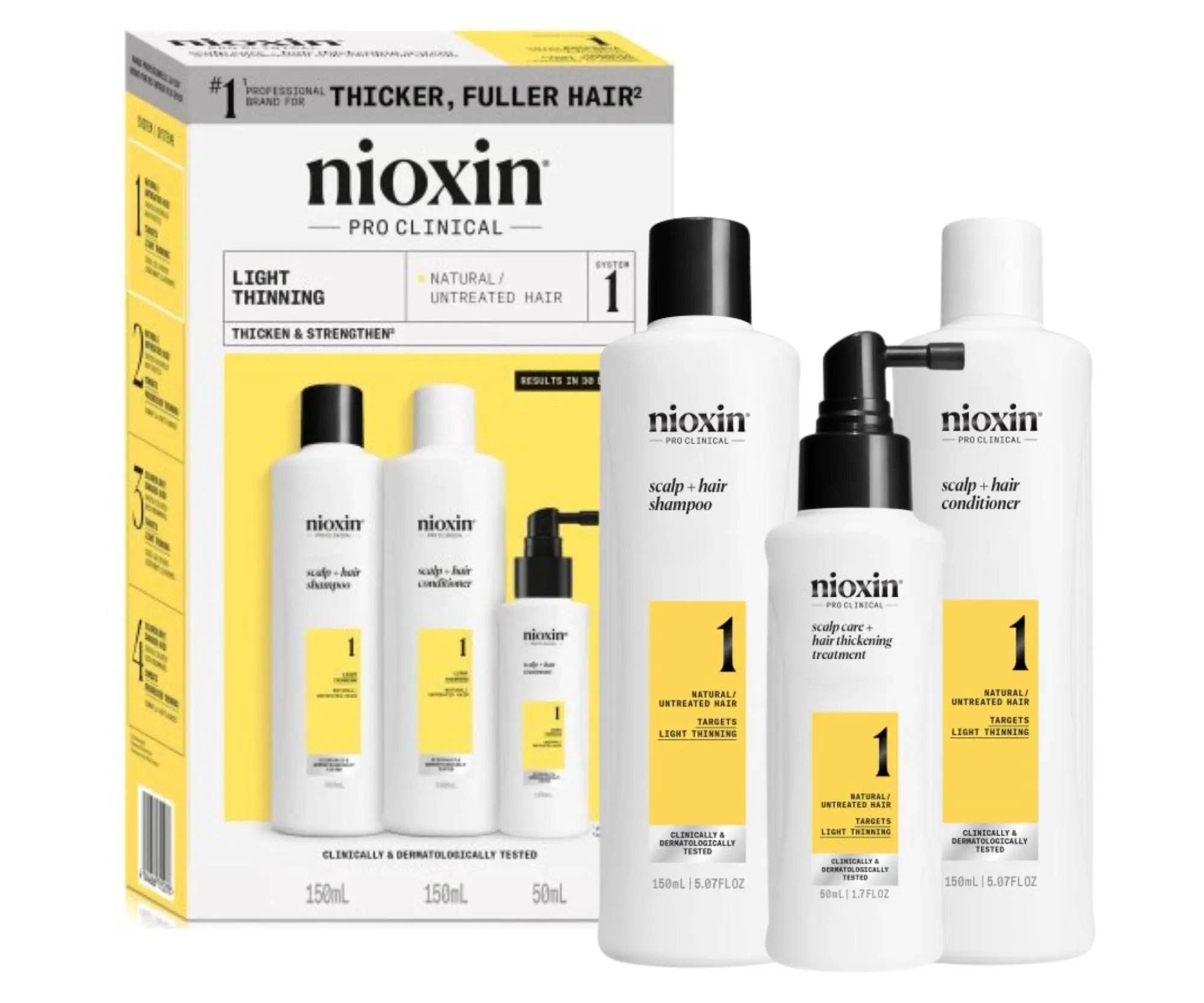 Sada pro mírně řídnoucí přírodní vlasy Nioxin System 1 Trial Kit No. 1 + dárek zdarma