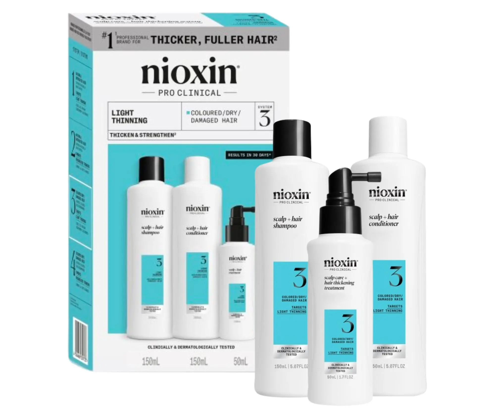 Sada pro mírně řídnoucí barvené vlasy Nioxin System 3 Trial Kit No.3 (99350180573) + dárek zdarma