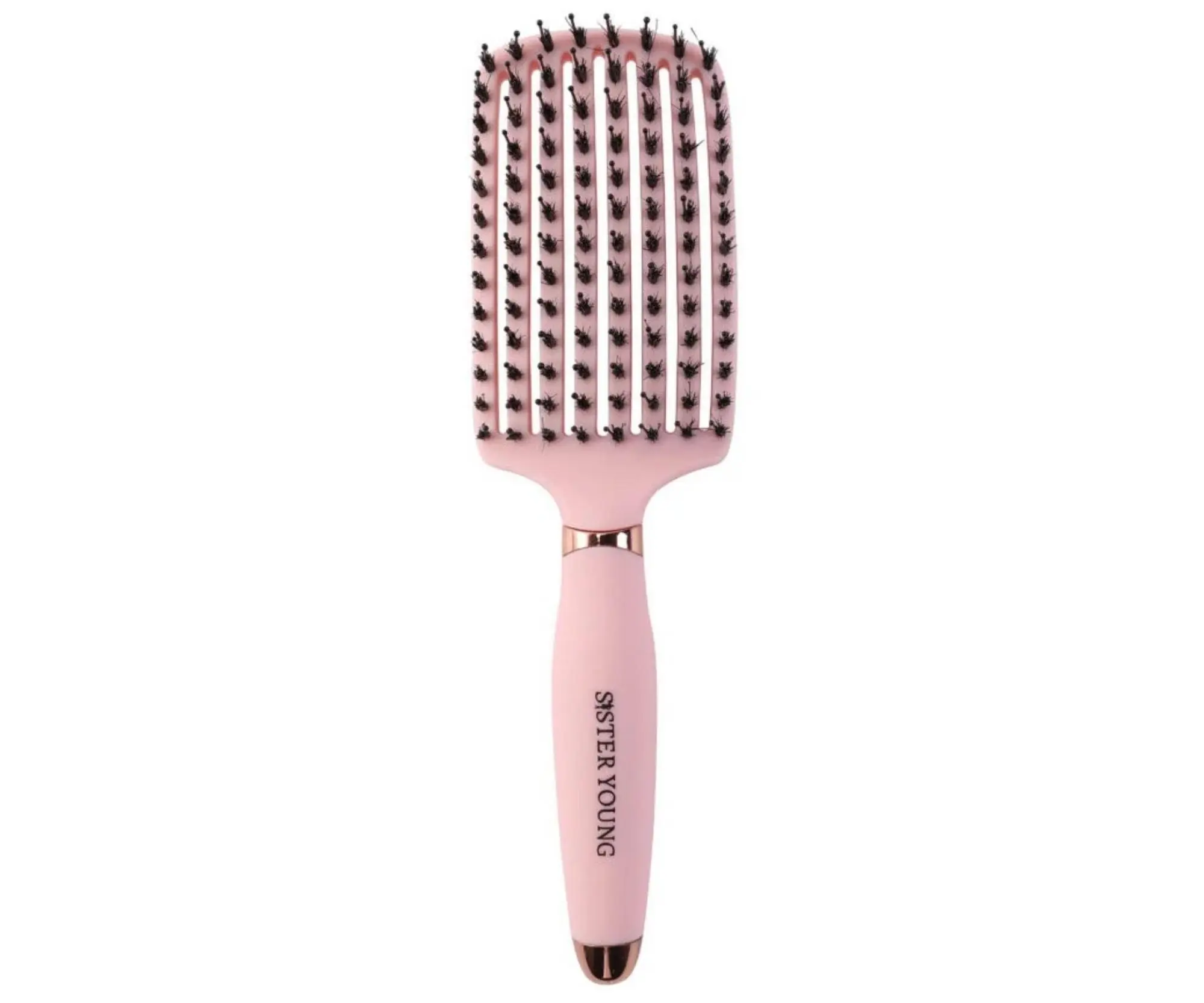 Kartáč na rozčesávání a foukání vlasů s kančími a nylonovými štětinami Sister Young Ovia Hair Brush - světle růžový + dárek zdarma