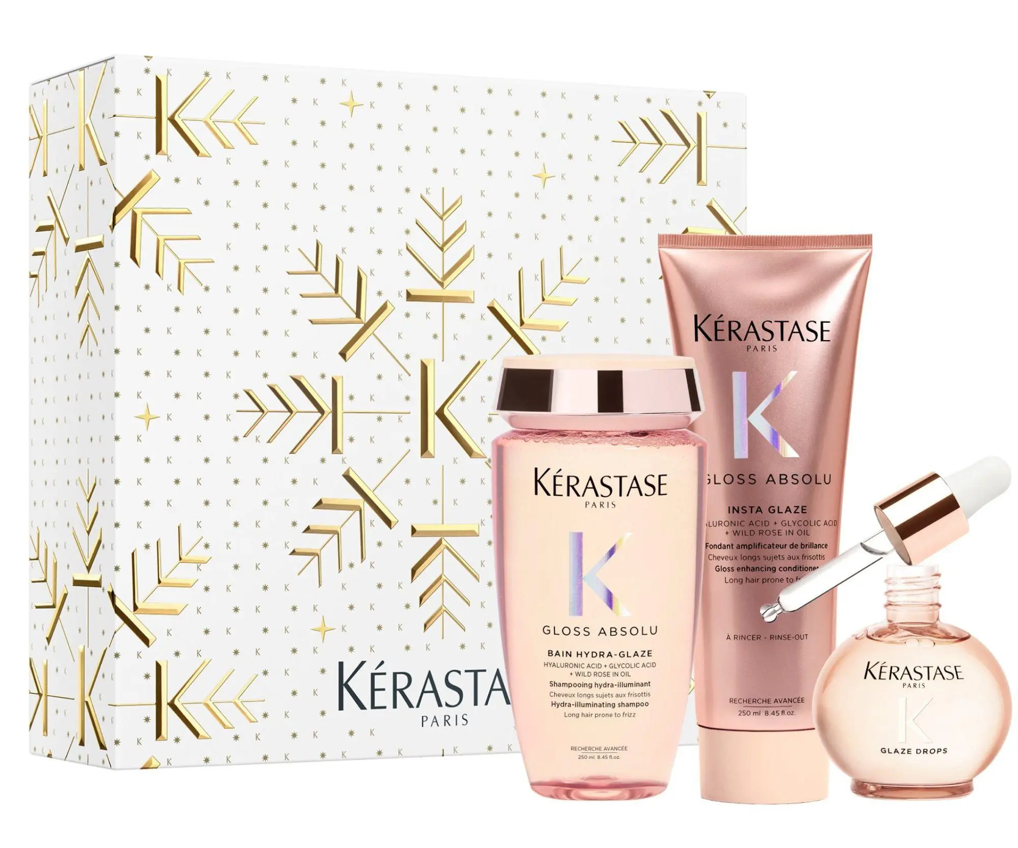Dárková sada s olejem pro lesk a hydrataci vlasů se sklonem ke krepatění Kérastase Gloss Absolu Set + dárek zdarma