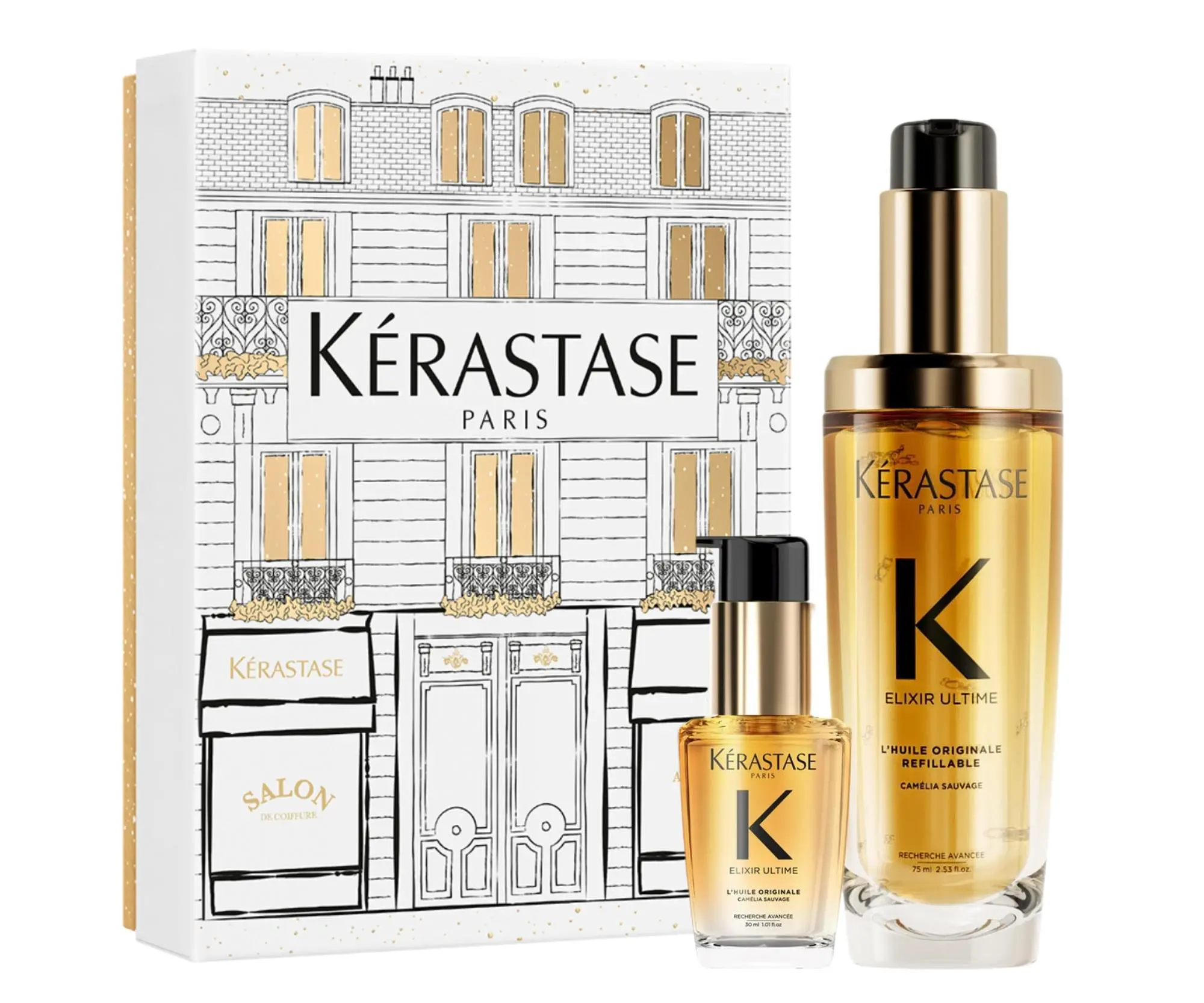 Dárková sada olejové péče pro všechny typy vlasů Kérastase Elixir Ultime L'Huile Originale + dárek zdarma