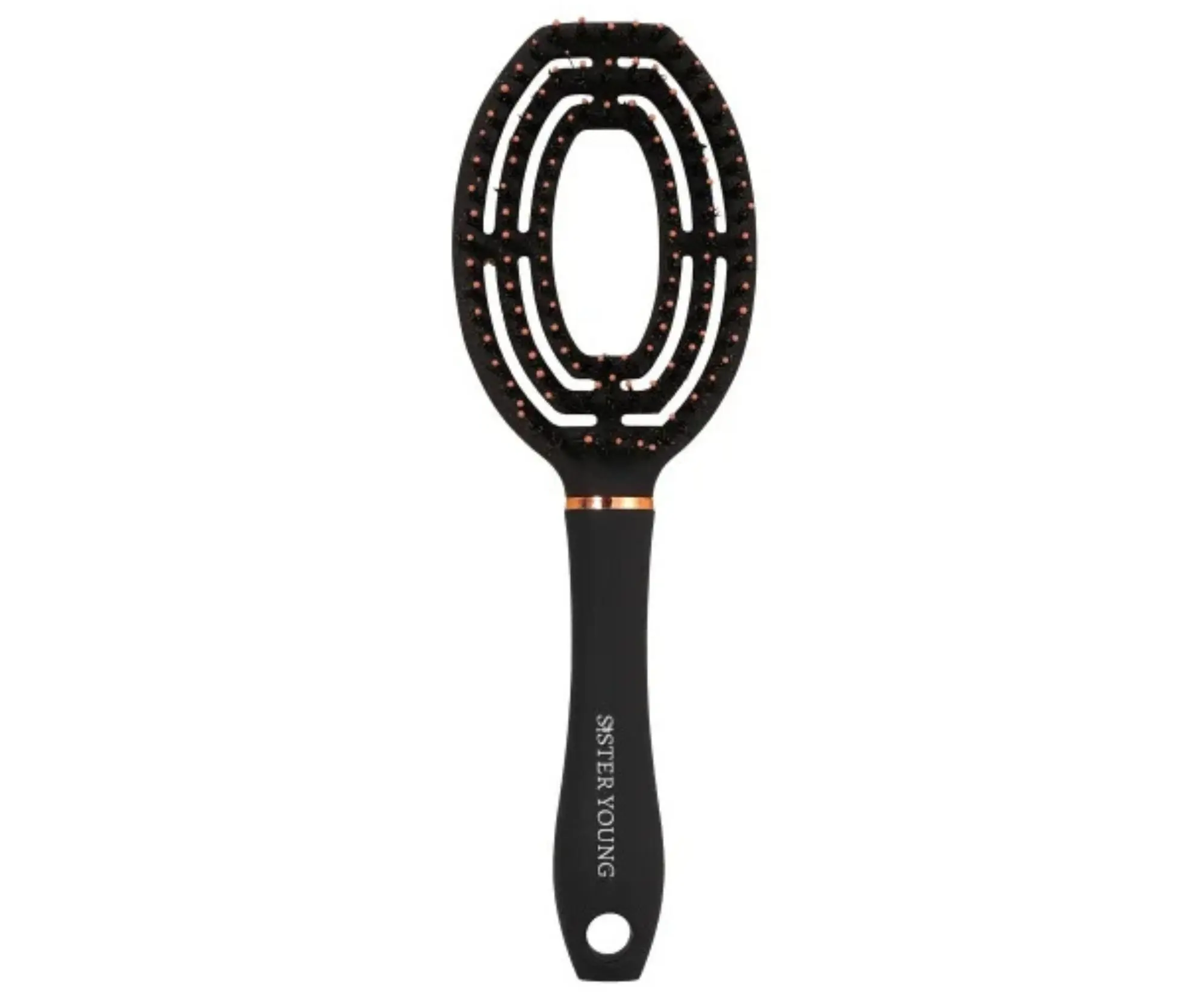 Kartáč na rozčesávání a foukání vlasů s kančími a nylonovými štětinami Sister Young Coco Hair Brush - černý + dárek zdarma