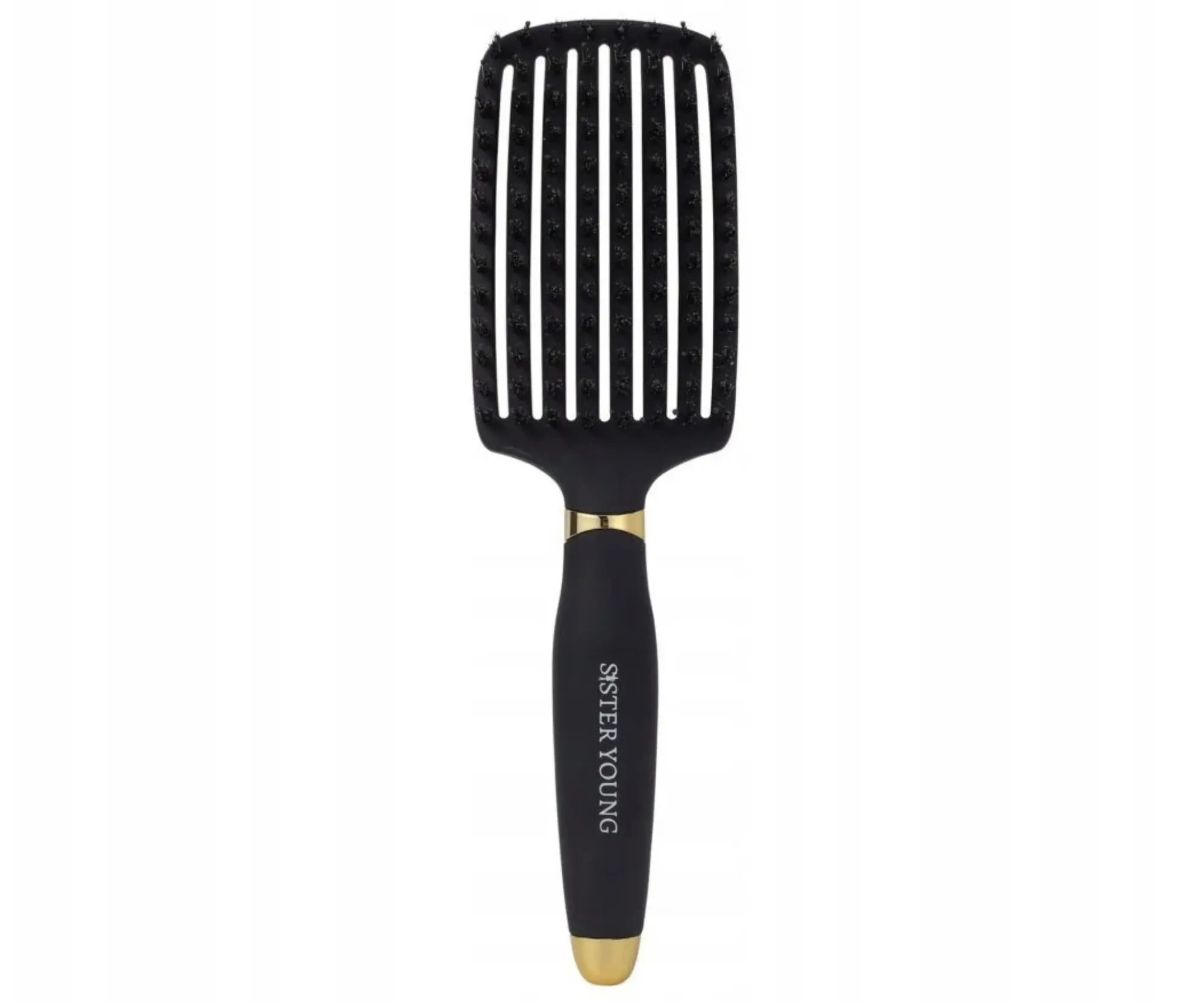 Kartáč na rozčesávání a foukání vlasů s kančími a nylonovými štětinami Sister Young Ovia Hair Brush - černý + dárek zdarma