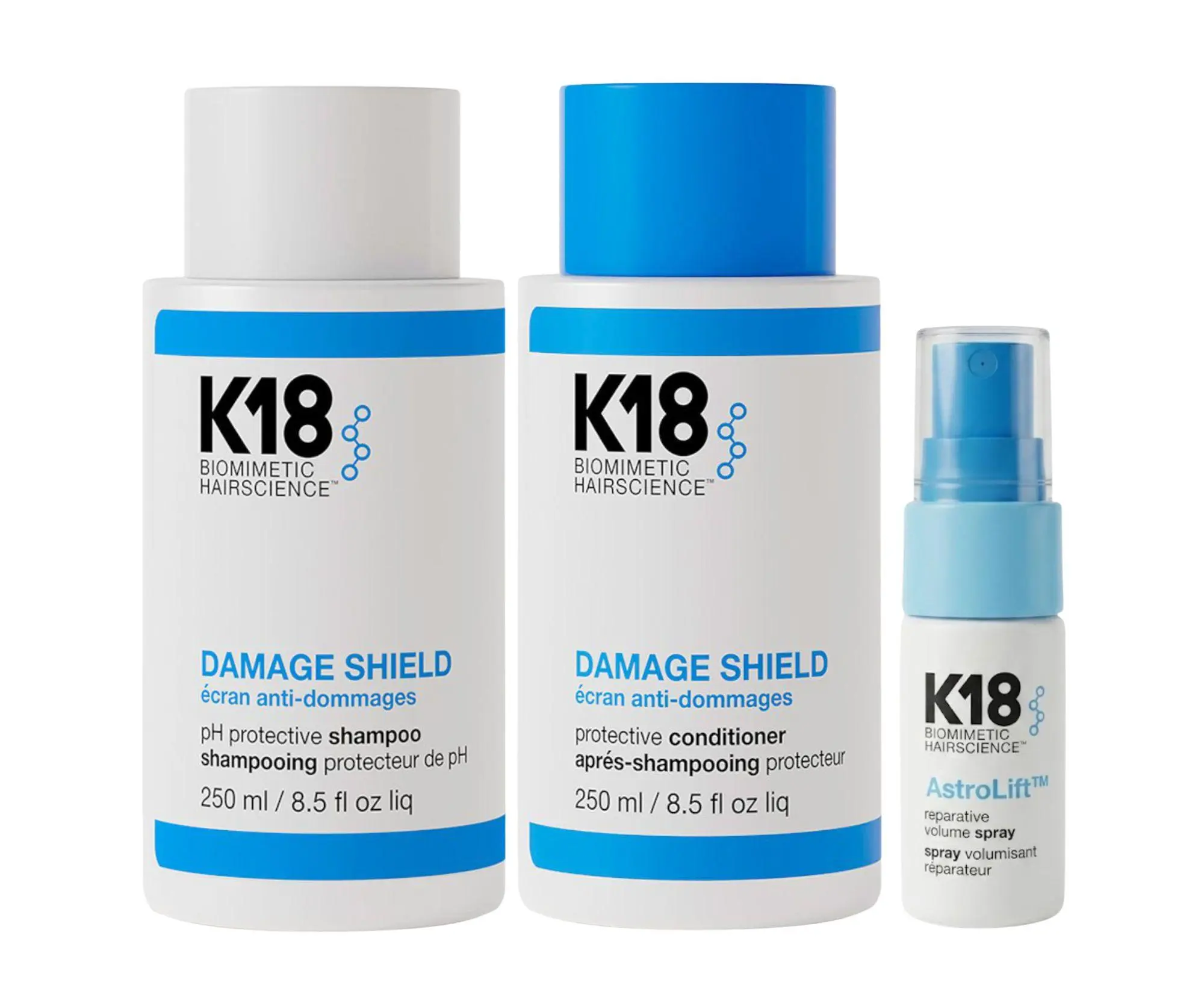 Sada pro ochranu a výživu vlasů K18 Damage Shield + lehký sprej pro objem a obnovu vlasů AstroLift Volume Mist 15 ml zdarma + dárek zdarma
