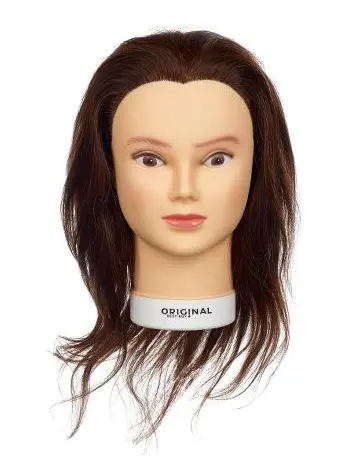 Cvičná hlava s přírodními vlasy Original Best Buy Valeska - kaštanová, 15-40 cm (0030221) + dárek zdarma