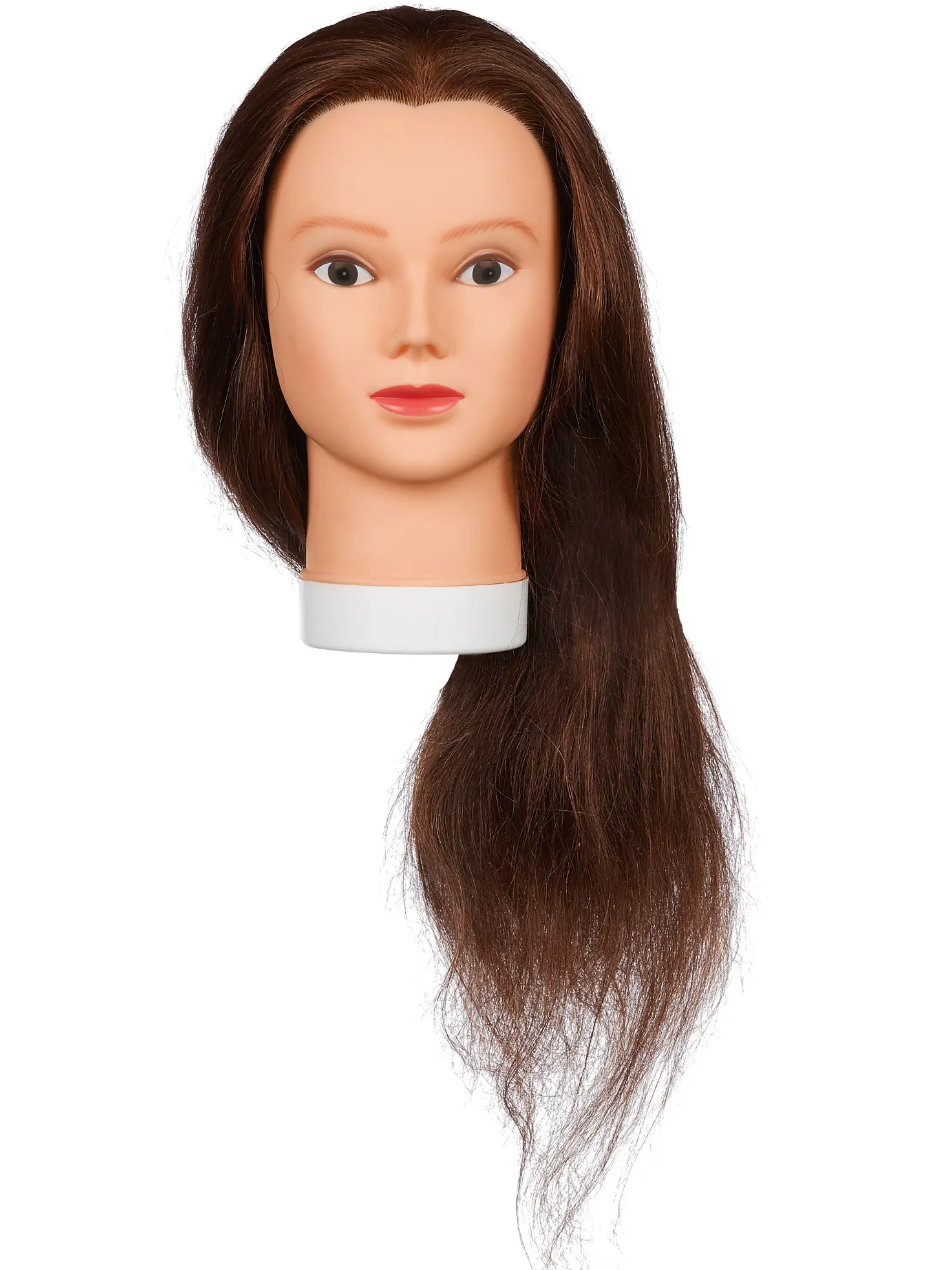Cvičná hlava s přírodními vlasy Original Best Buy Elena - hnědá, 20-50 cm (0030261) + dárek zdarma