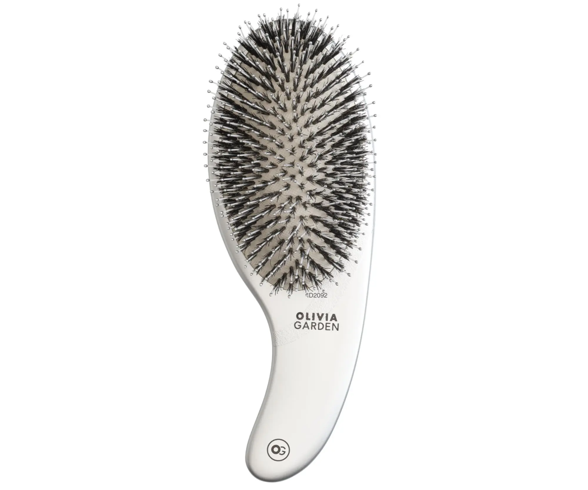 Kartáč na rozčesávání vlasů s nylonovými a kančími štětinami Olivia Garden Curve - stříbrný (ID2092) + dárek zdarma
