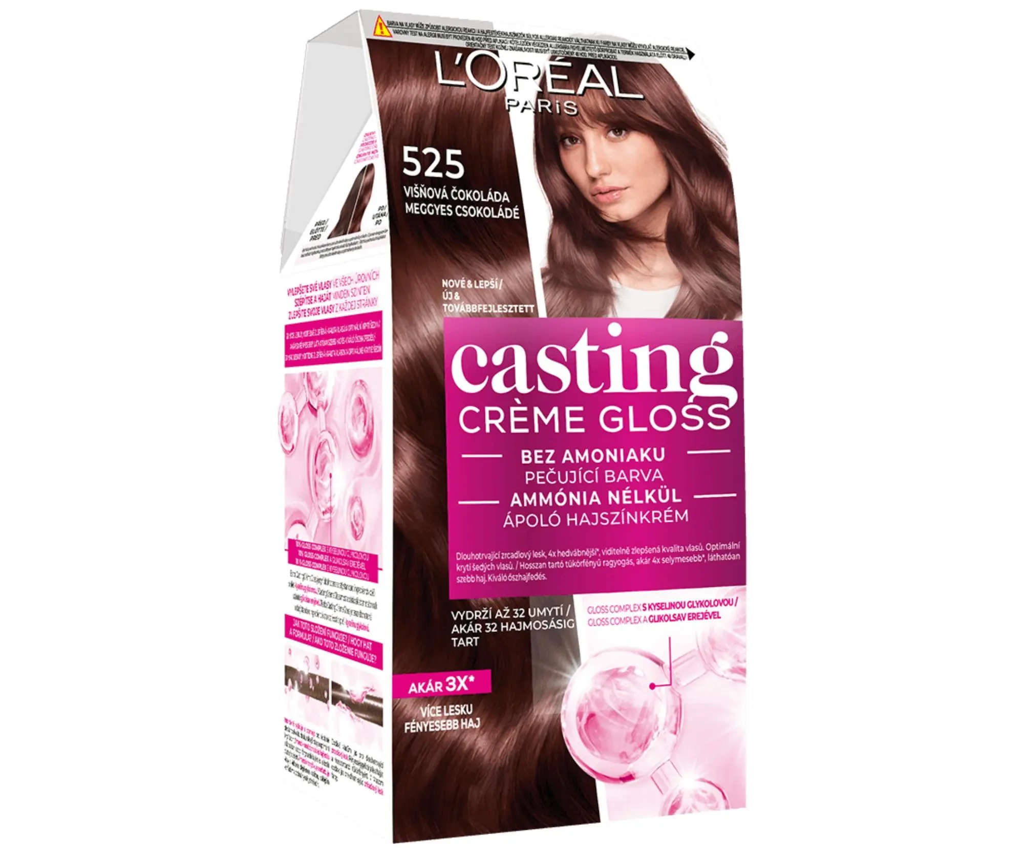 L'Oréal Paris Casting Creme Gloss semipermanentní barva na vlasy 525 višnová čokoláda, 48+72+60 ml