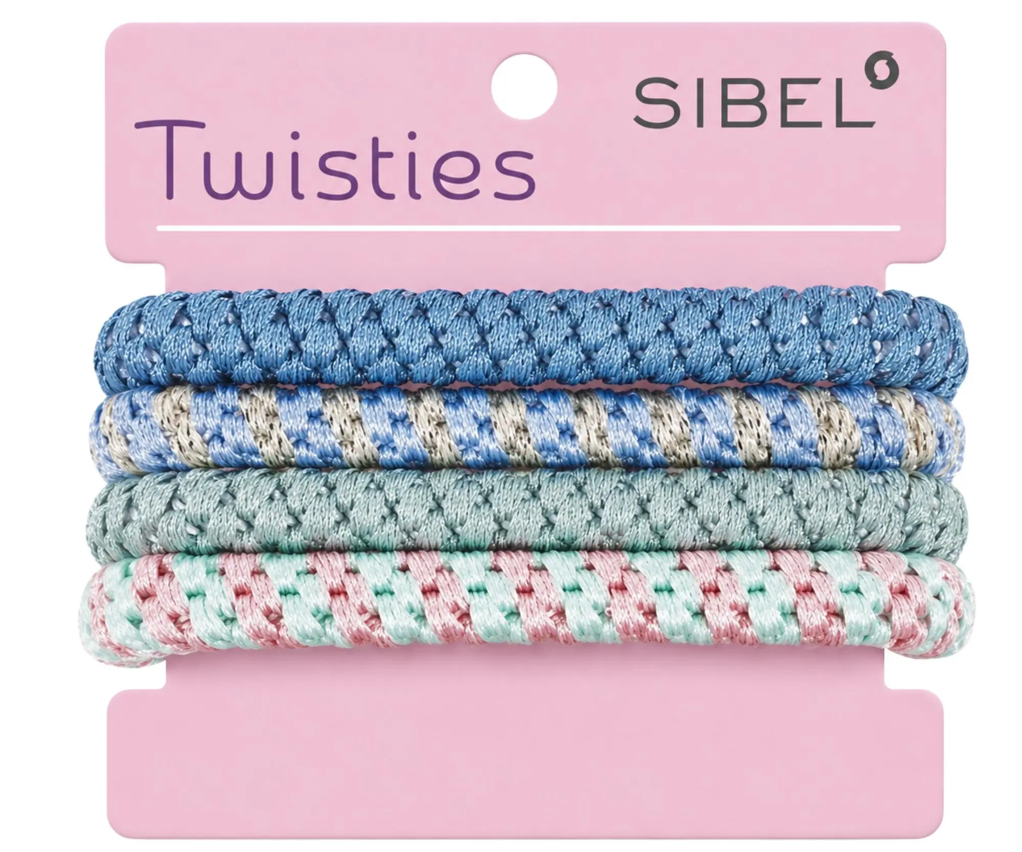 Sada barevných gumiček do vlasů Sibel Twisties - modré/zelené, 4 ks (P050353)