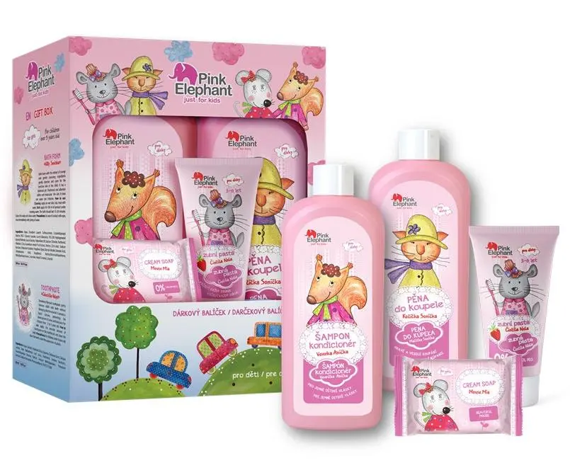 Dárkový balíček pro holčičky Pink Elephant + dárek zdarma