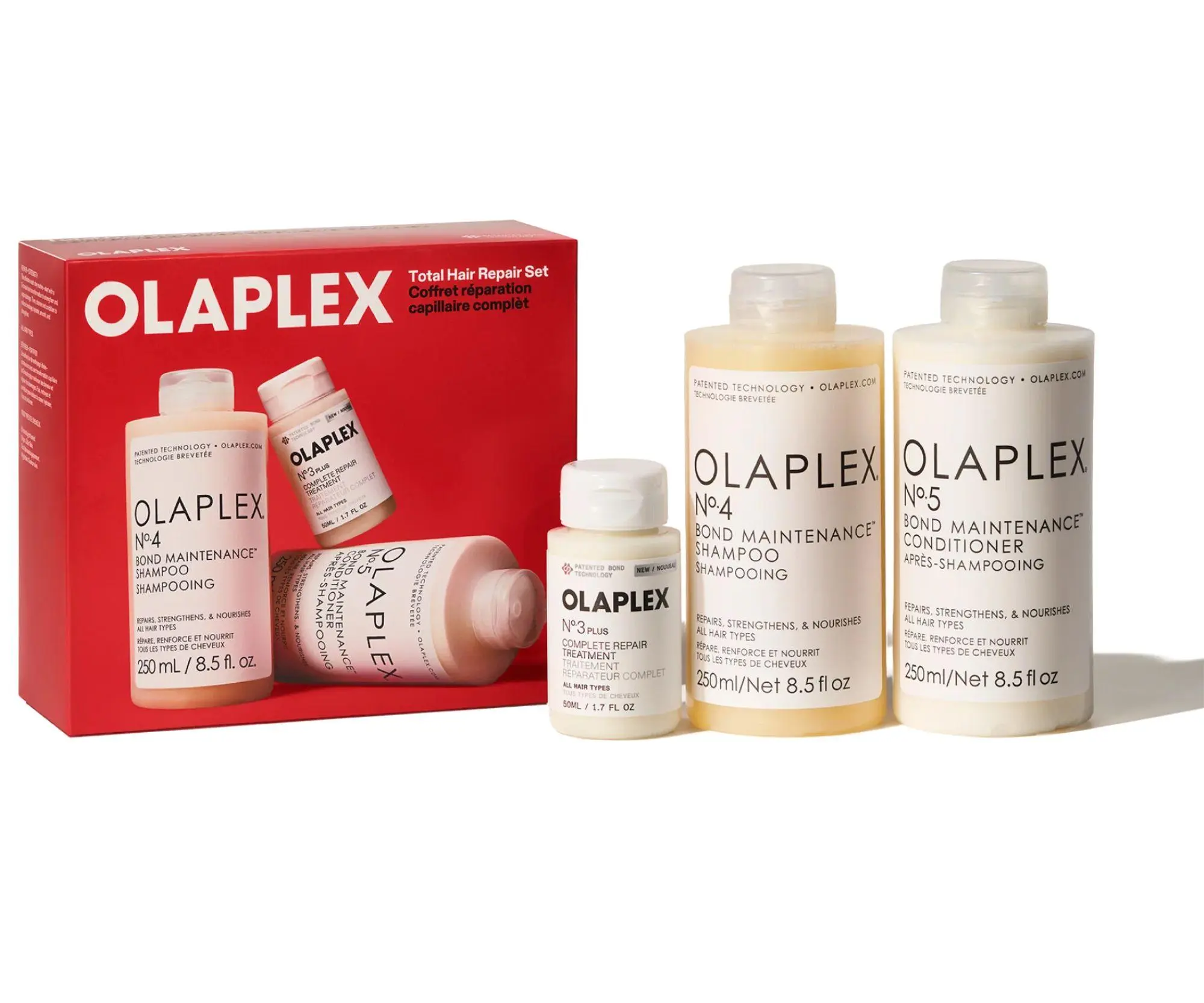 Dárková sada pro regeneraci a posílení poškozených vlasů Olaplex Total Hair Repair Set + dárek zdarma