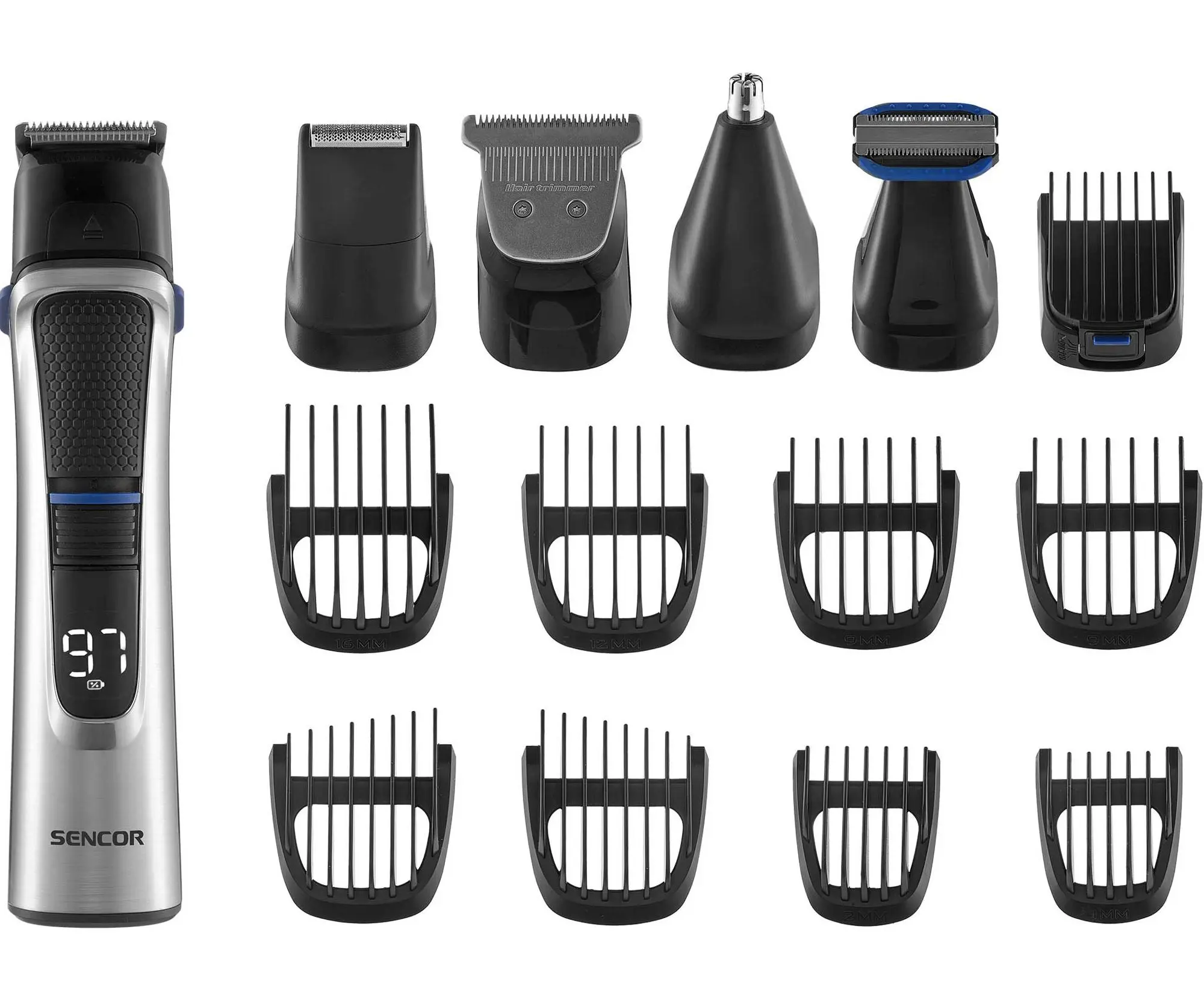 Multifunkční zastřihovač vlasů, vousů a celého těla Sencor Multigroomer Set for Men SHP 8500BK - stříbrný + dárek zdarma